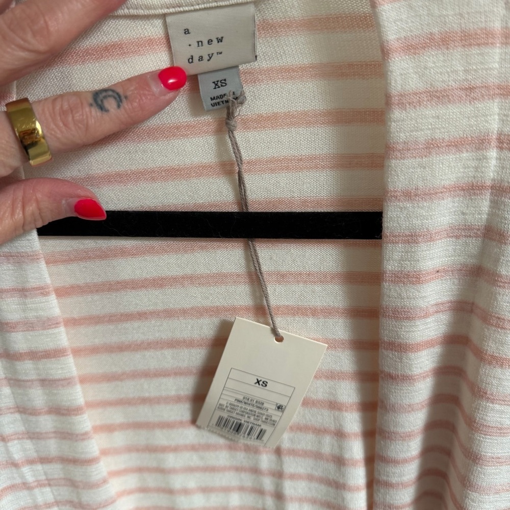 A New Day  Blush and Cream Striped Cardigan - Picture 2 of 3